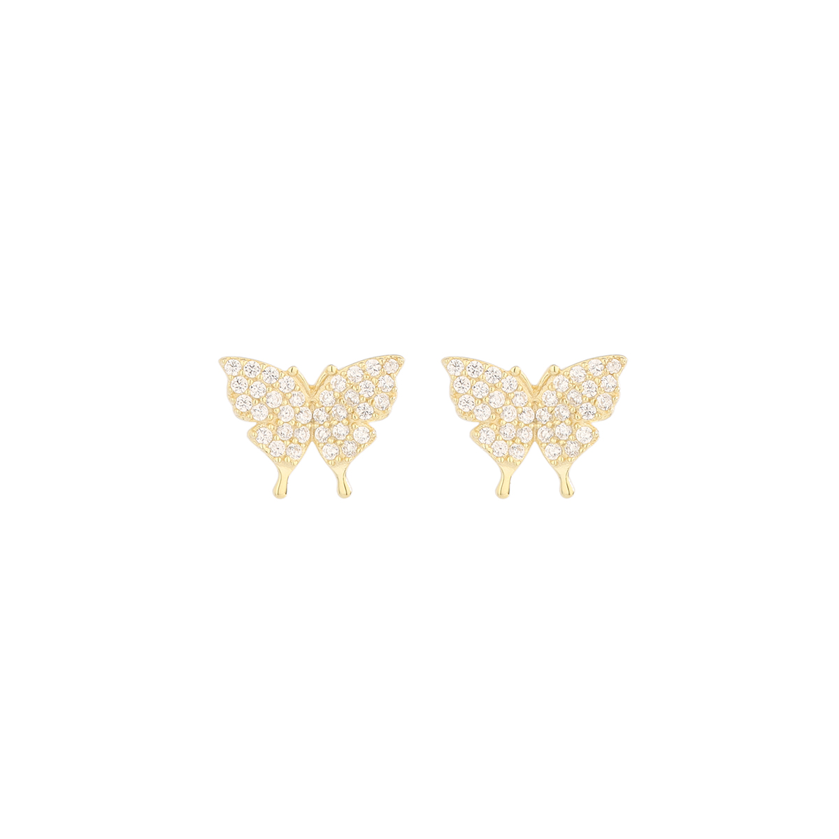 1 Pair Basic Simple Style Classic Style Butterfly Plating Inlay Sterling Silver Zircon 14K Gold Plated Ear Studs display picture 2
