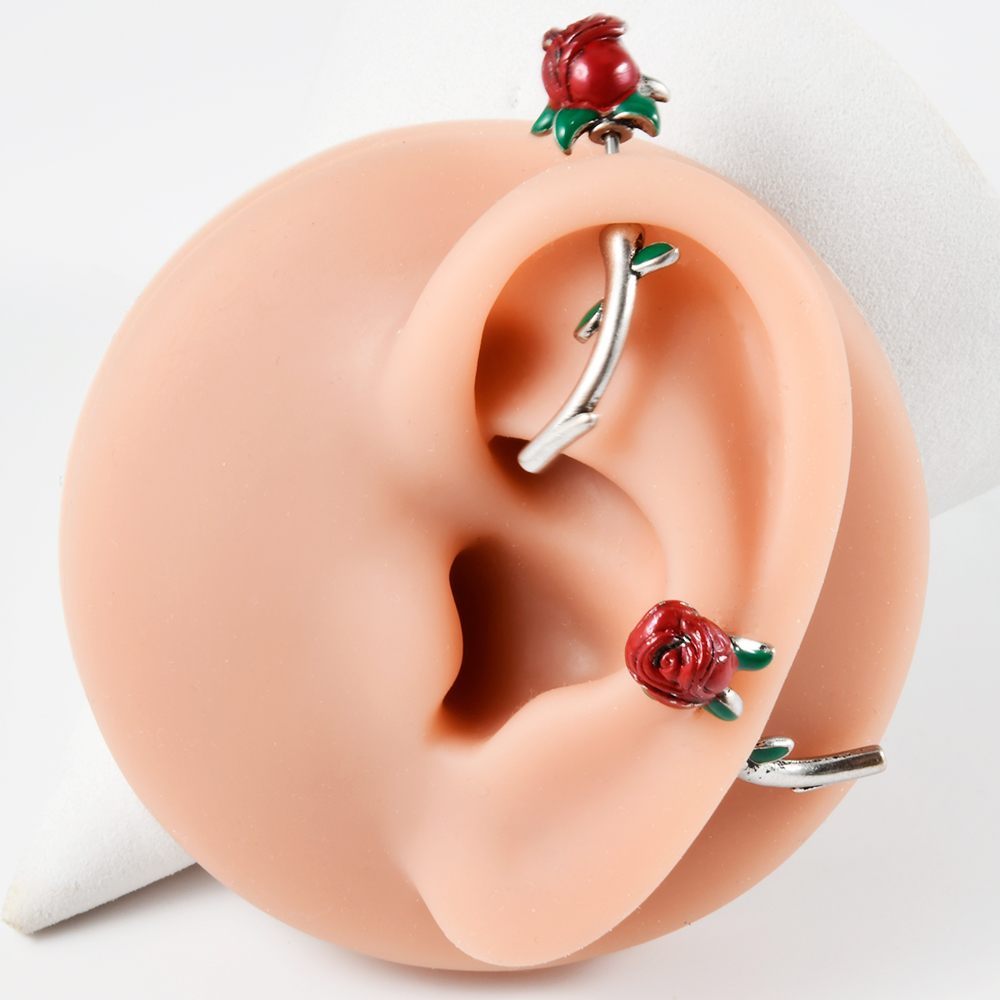 1 Piece Elegant Lady Classic Style Rose 304 Stainless Steel Copper Ear Studs Cartilage Earrings display picture 3