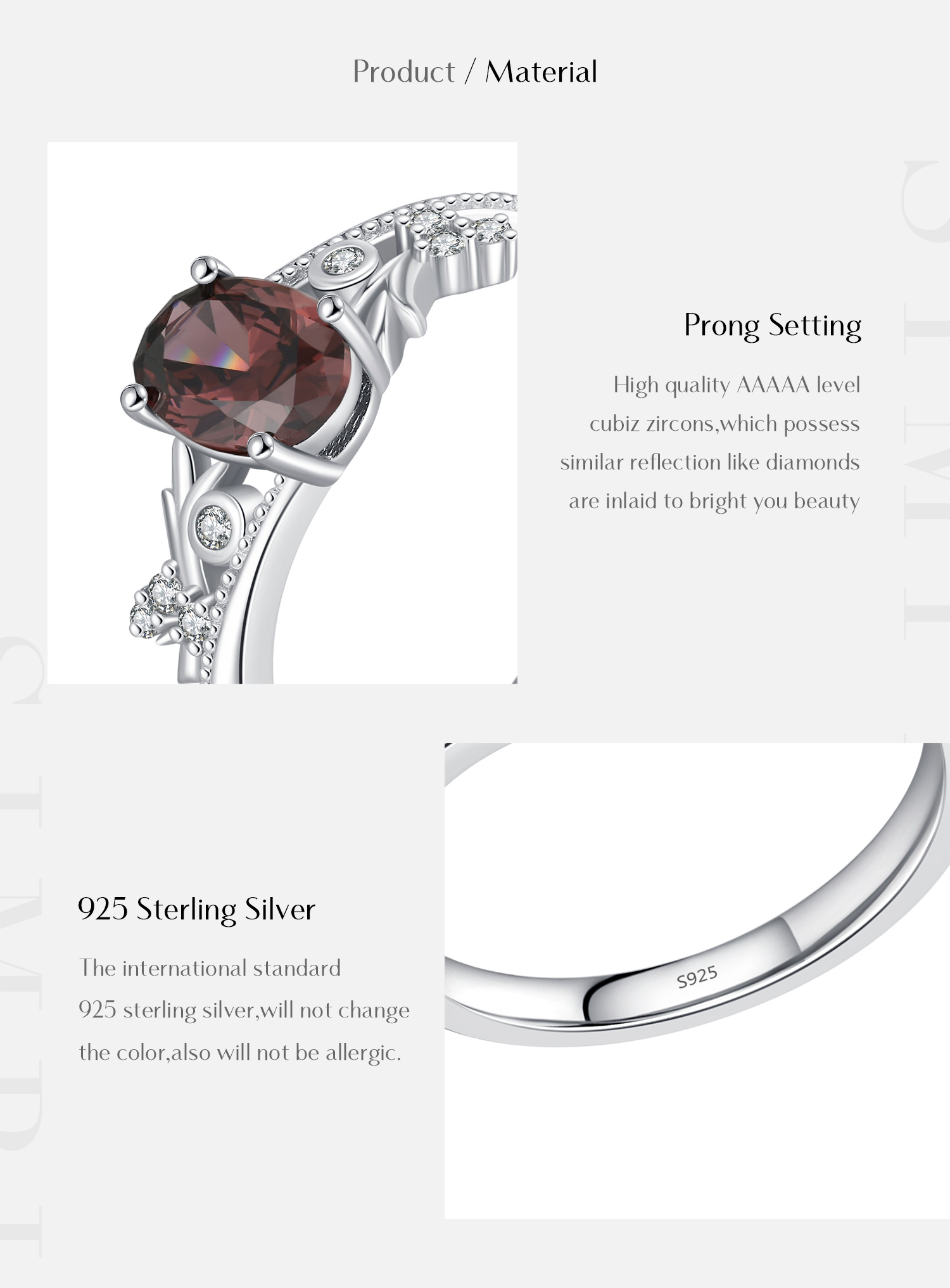 Sterling Silver Rhodium Plated Retro Simple Style Shiny Hollow Out Inlay Oval Zircon Rings display picture 3