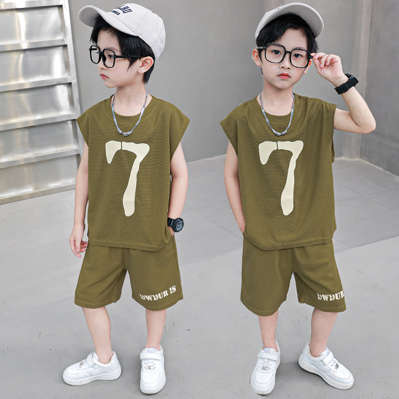 Casual Classic Style Sports Solid Color Elastic Waist Cotton Blend Boys Clothing Sets display picture 1
