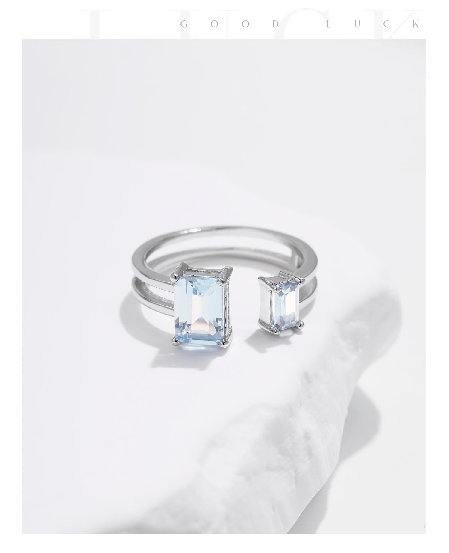 Sterling Silber Überzogen Mit Rhodium Elegant Einfacher Stil Pendeln Inlay Rechteck Zirkon Offener Ring display picture 7