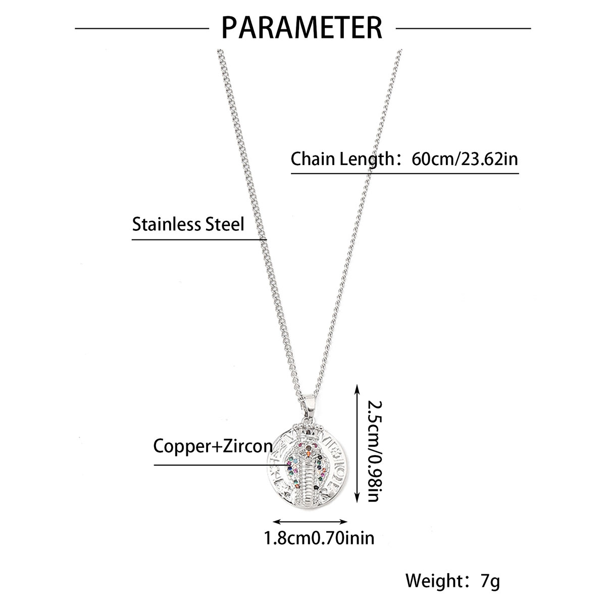 Hip-Hop Snake Butterfly 201 Stainless Steel Copper Polishing Zircon Men's Pendant Necklace display picture 8