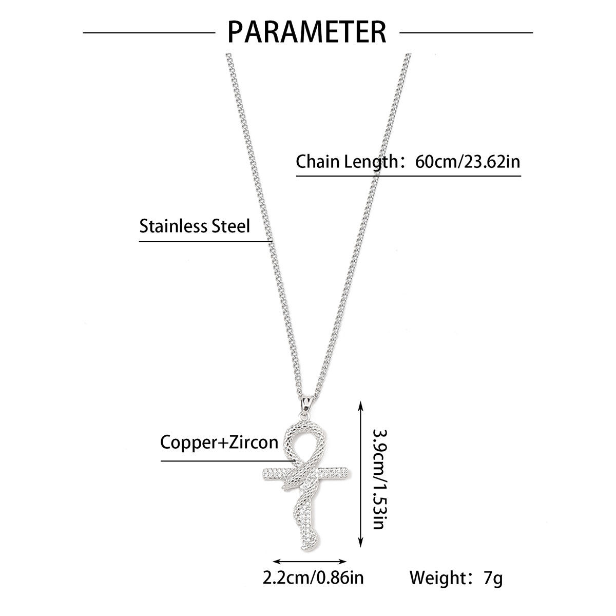 Hip-Hop Snake Butterfly 201 Stainless Steel Copper Polishing Zircon Men's Pendant Necklace display picture 31