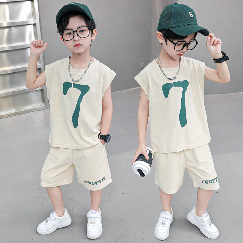 Casual Classic Style Sports Solid Color Elastic Waist Cotton Blend Boys Clothing Sets display picture 2