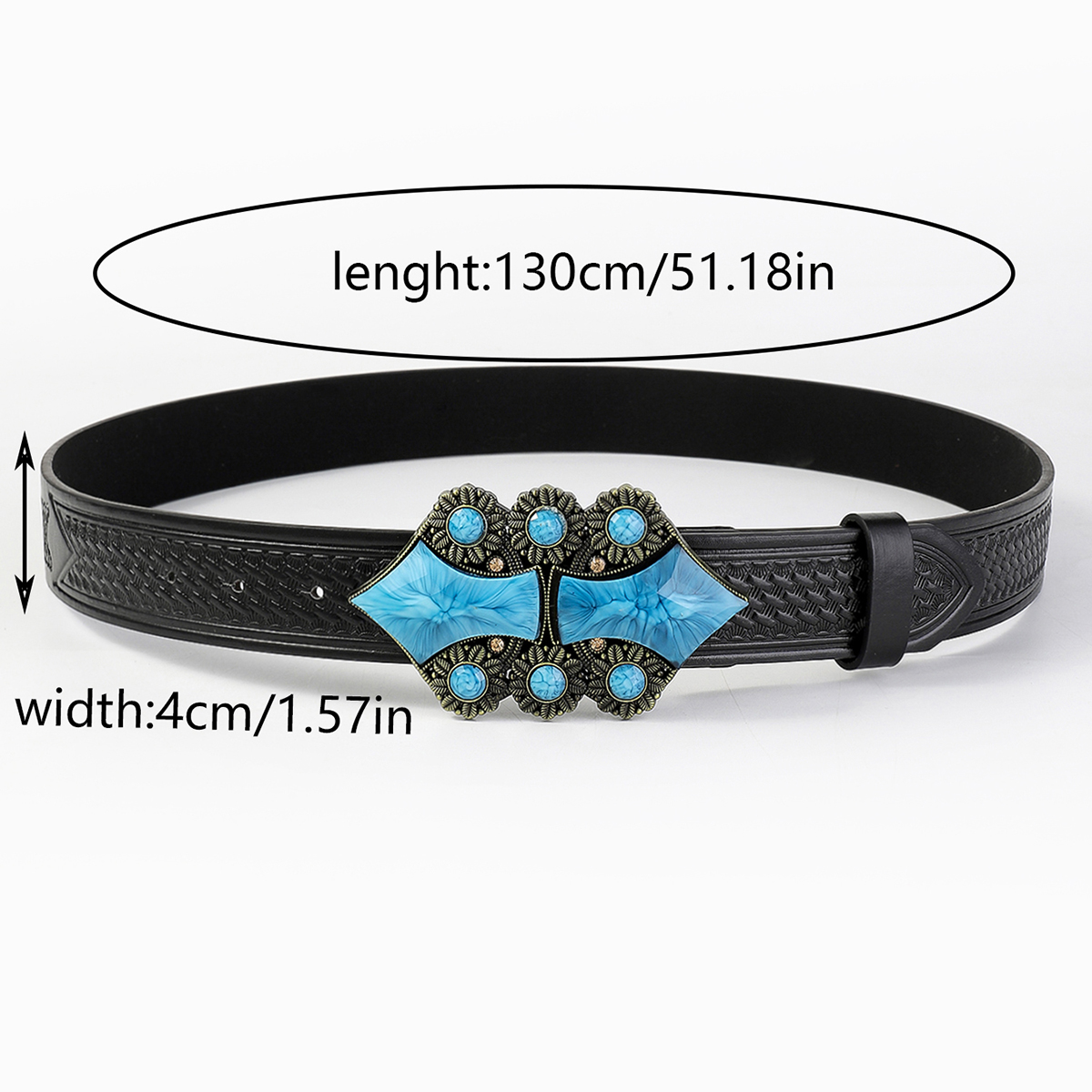 Vintage Style Simple Style Geometric Pu Leather Metal Button Inlaid Turquoise Turquoise Unisex Leather Belts display picture 3