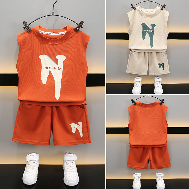 Children'S Day Casual Classic Style Sports Letter Solid Color Elastic Waist Cotton Blend Boys Clothing Sets display picture 4