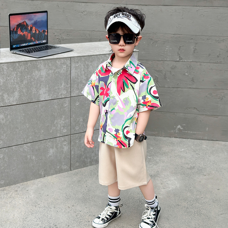 Children'S Day Casual Classic Style Sports Flower Elastic Waist Cotton Blend Boys Clothing Sets display picture 3