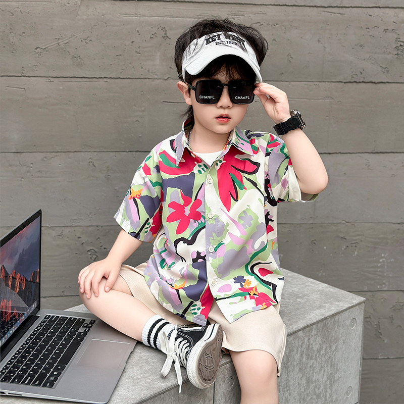 Children'S Day Casual Classic Style Sports Flower Elastic Waist Cotton Blend Boys Clothing Sets display picture 1