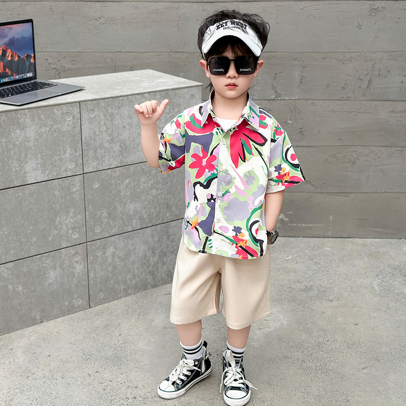 Children'S Day Casual Classic Style Sports Flower Elastic Waist Cotton Blend Boys Clothing Sets display picture 5