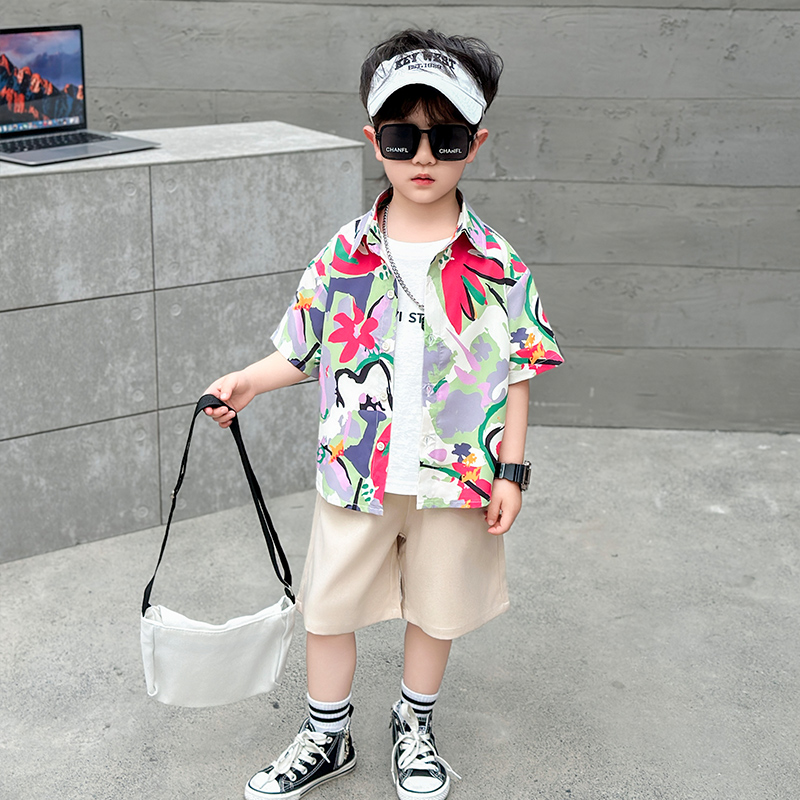 Children'S Day Casual Classic Style Sports Flower Elastic Waist Cotton Blend Boys Clothing Sets display picture 6