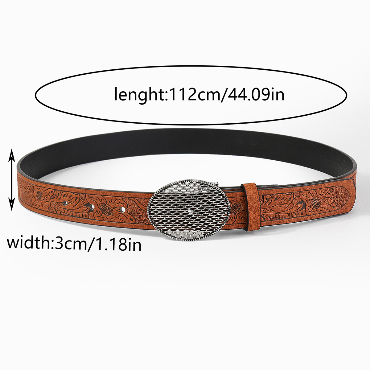 Casual Vintage Style Flower Pu Leather Unisex Leather Belts display picture 3