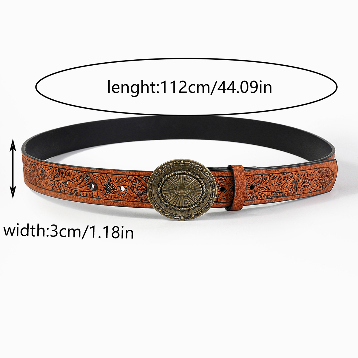Casual Vintage Style Flower Pu Leather Unisex Leather Belts display picture 5