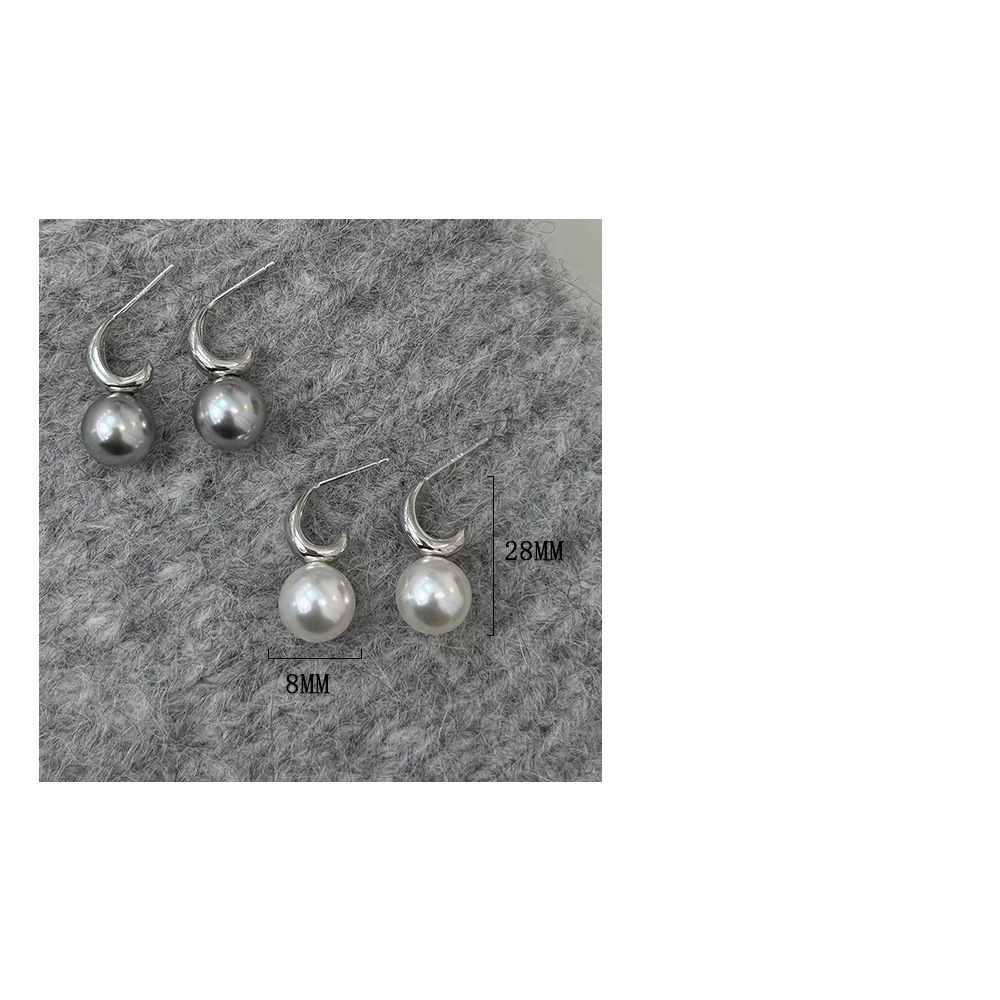 1 Paar Einfacher Stil Geometrisch Überzug Inlay Sterling Silber Perle Tropfenohrringe display picture 1