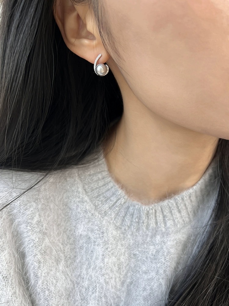 1 Paire Style Simple Rond Placage Incruster Argent Sterling Perle Boucles D'Oreilles display picture 3