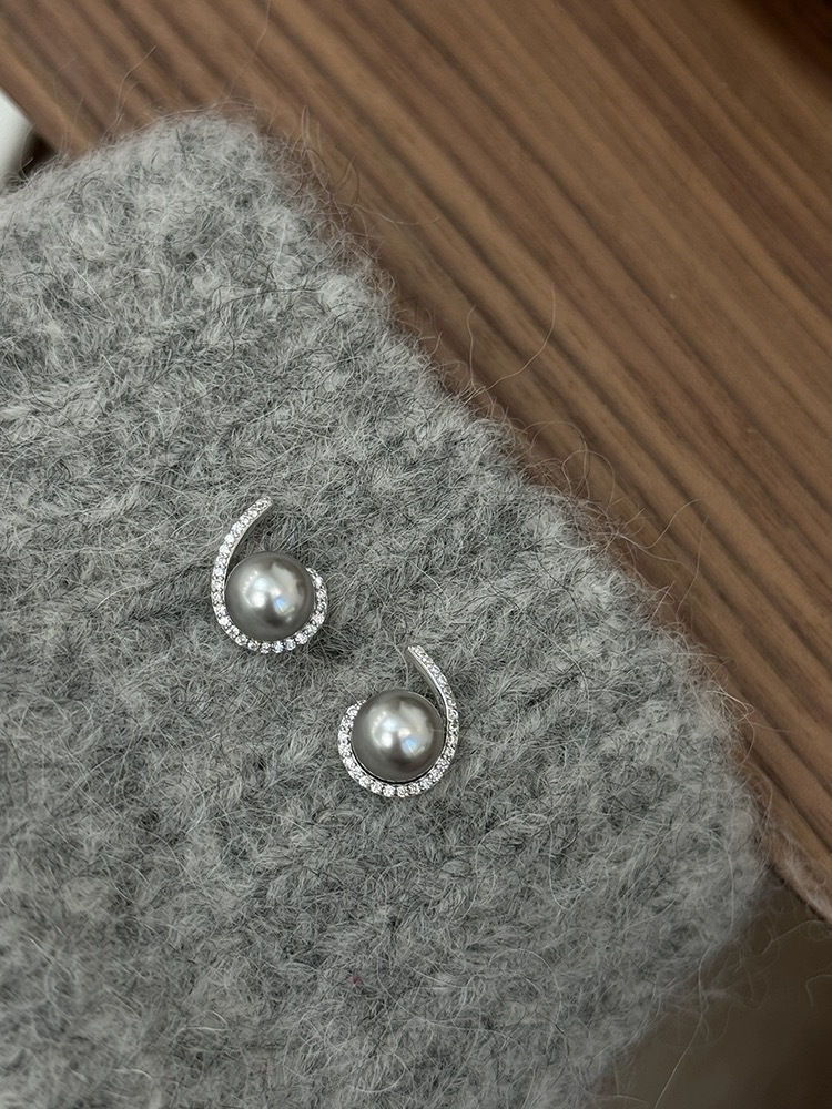 1 Paire Style Simple Rond Placage Incruster Argent Sterling Perle Boucles D'Oreilles display picture 7