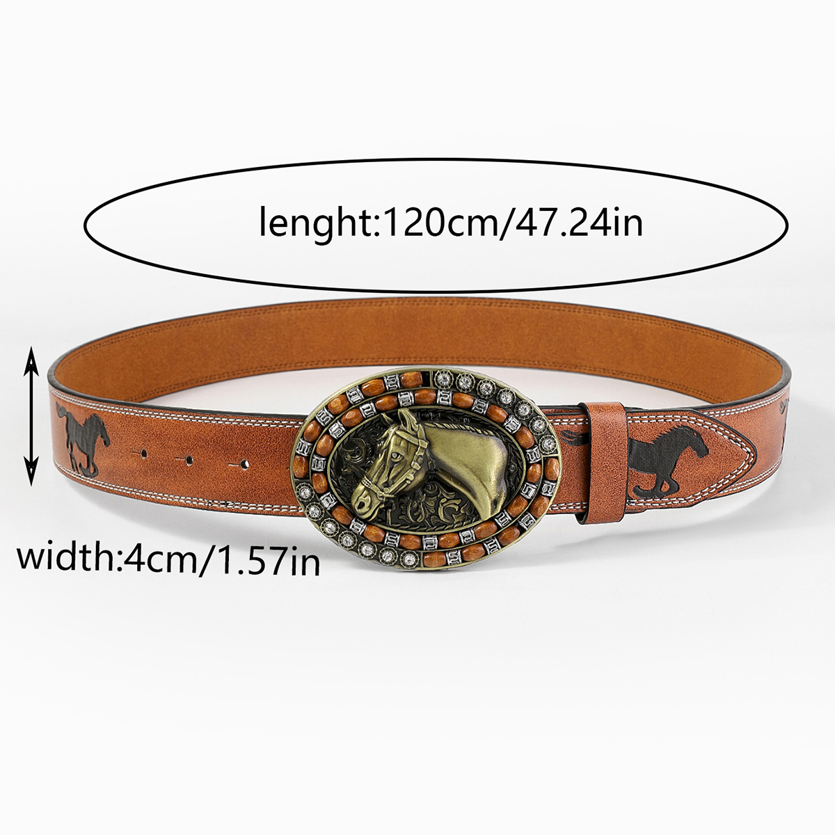 Casual Vintage Style Classic Style Color Block Pu Leather Plating Inlay Turquoise Unisex Leather Belts display picture 21