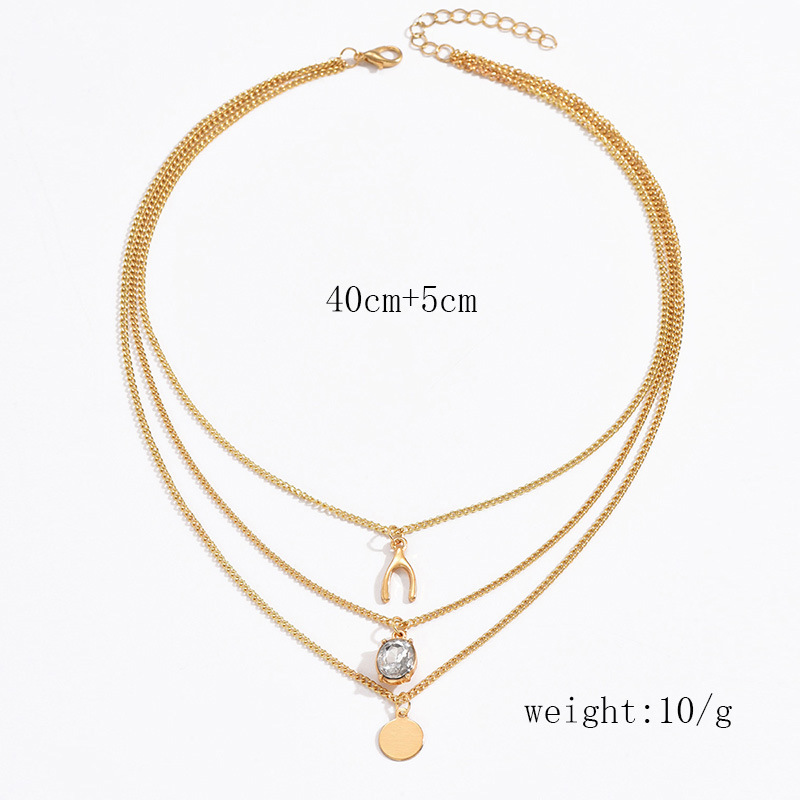 Wholesale Jewelry Simple Style Classic Style Solid Color Zinc Alloy Zircon Inlay Layered Necklaces display picture 2