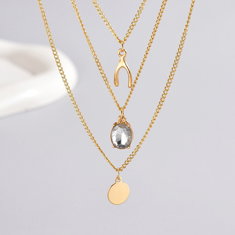 Wholesale Jewelry Simple Style Classic Style Solid Color Zinc Alloy Zircon Inlay Layered Necklaces display picture 6