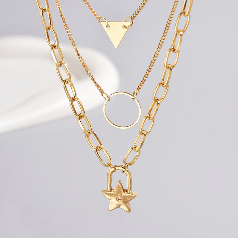 Wholesale Jewelry Simple Style Classic Style Solid Color Zinc Alloy Gold Plated Plating Layered Necklaces display picture 6