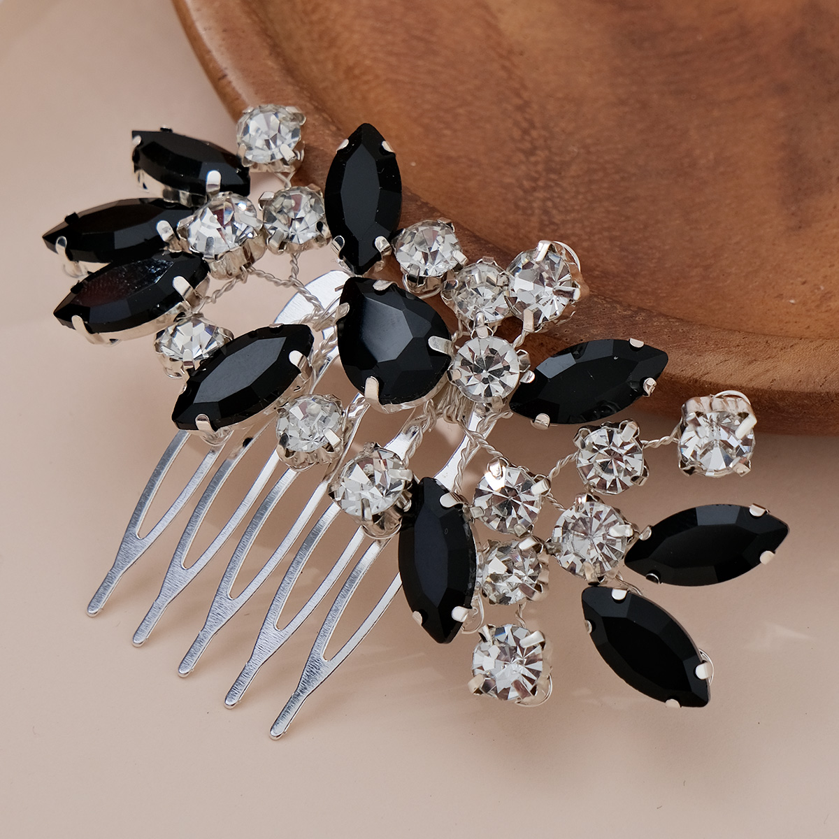 Women's Simple Style Classic Style Color Block Copper Inlay Rhinestones Insert Comb display picture 2