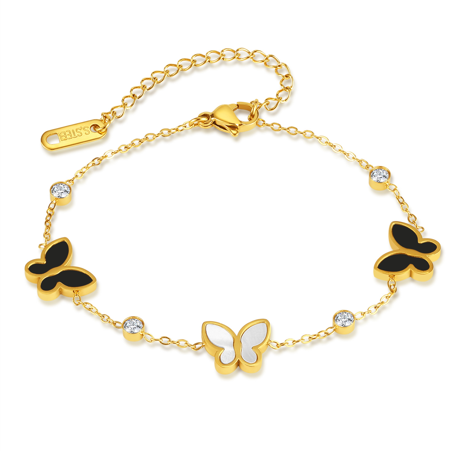 IG Style Butterfly 304 Stainless Steel Bracelets In Bulk display picture 1