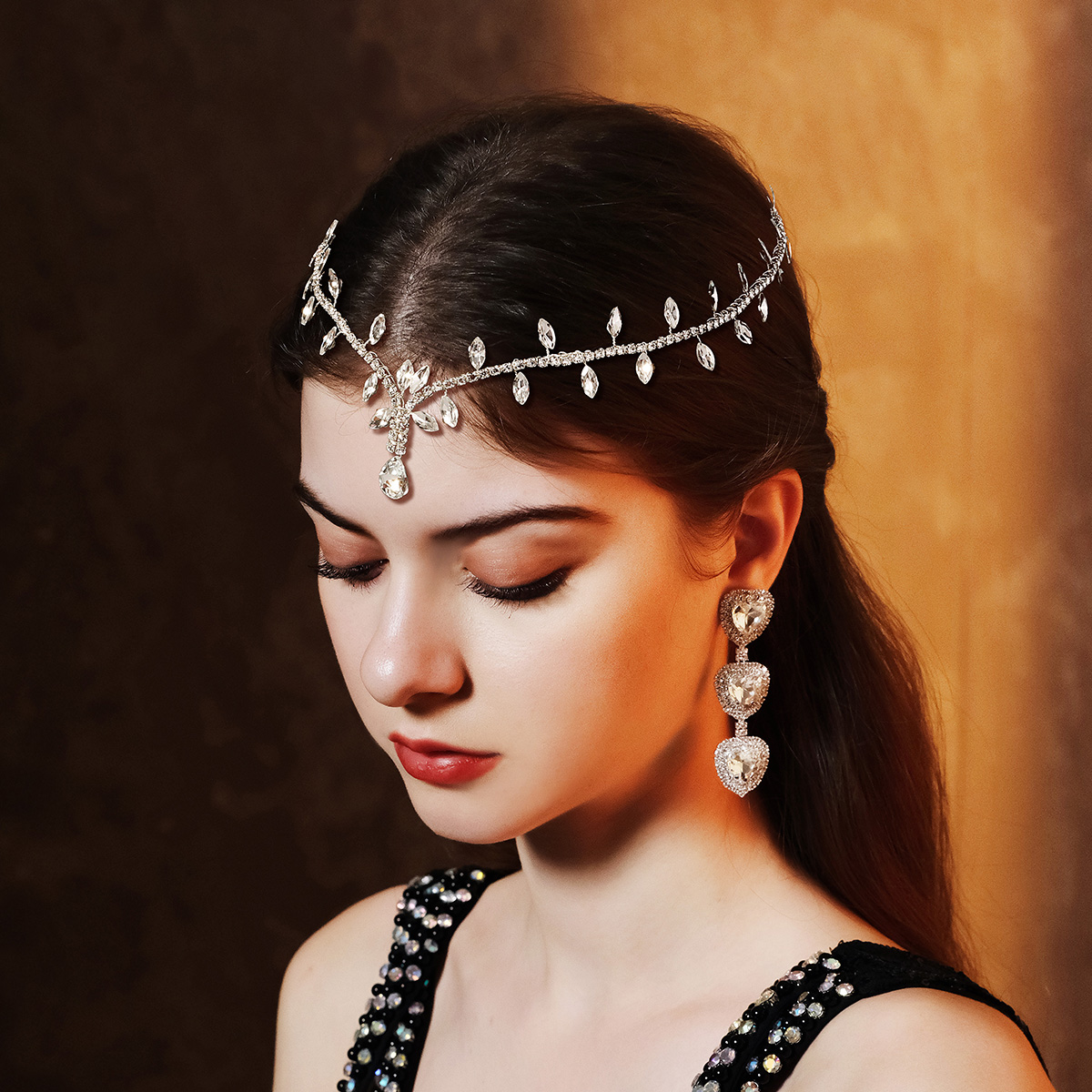 Women's Bridal Shiny Solid Color Rhinestone Copper Inlay Rhinestones Hair Band display picture 1