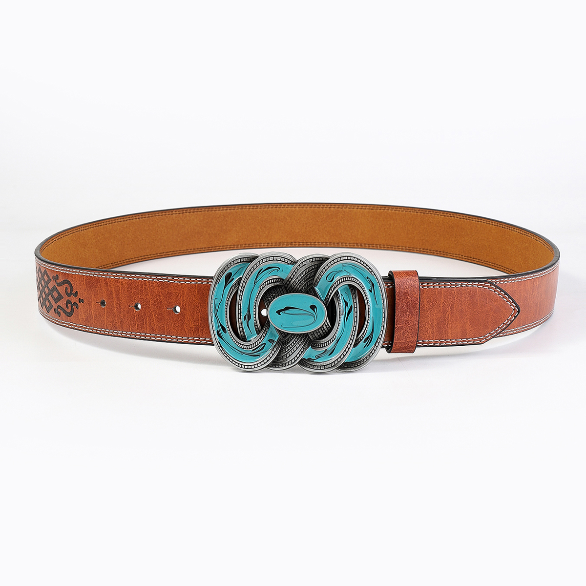 Casual Vintage Style Color Block Pu Leather Spray Paint Metal Button Men's Leather Belts display picture 1