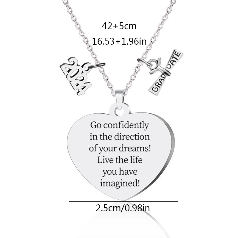 304 Stainless Steel Simple Style Chain Doctoral Cap Letter Number Alloy Pendant Necklace display picture 3