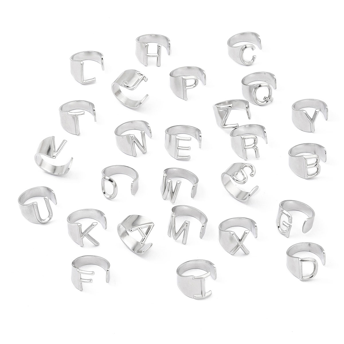 Simple Style Letter Ferroalloy (201 Stainless Steel) Open Rings In Bulk display picture 4
