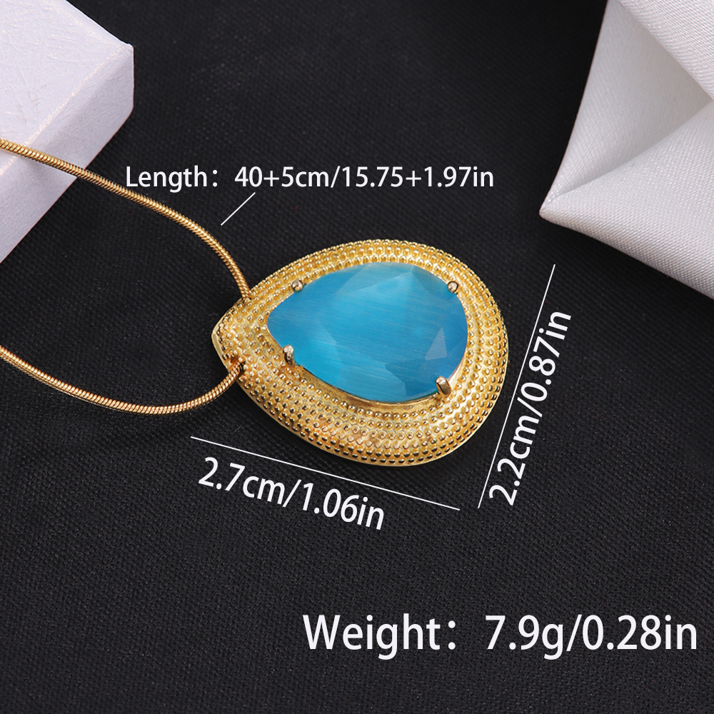304 Stainless Steel 18K Gold Plated Hip-Hop Rock Plating Water Droplets Glass Stone Zircon Pendant Necklace display picture 5