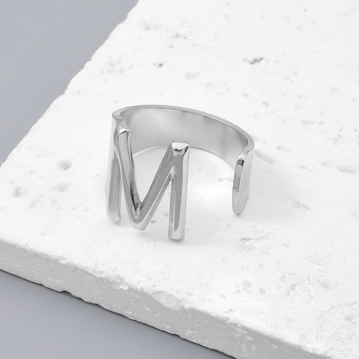 Simple Style Letter Ferroalloy (201 Stainless Steel) Open Rings In Bulk display picture 5