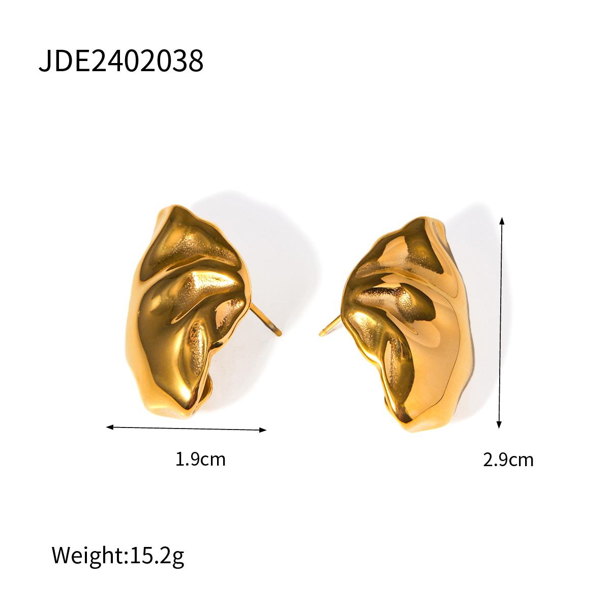 1 Pair IG Style Modern Style Classic Style Irregular Solid Color 316 Stainless Steel  18K Gold Plated Ear Studs display picture 1