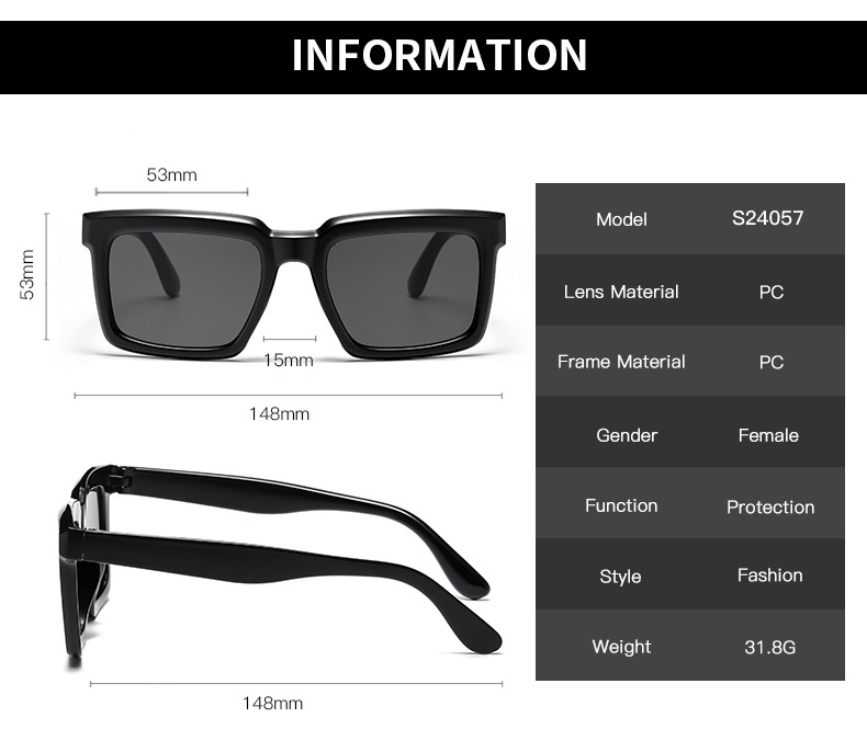 Classic Style Streetwear Solid Color Pc Square Full Frame Women's Sunglasses display picture 3