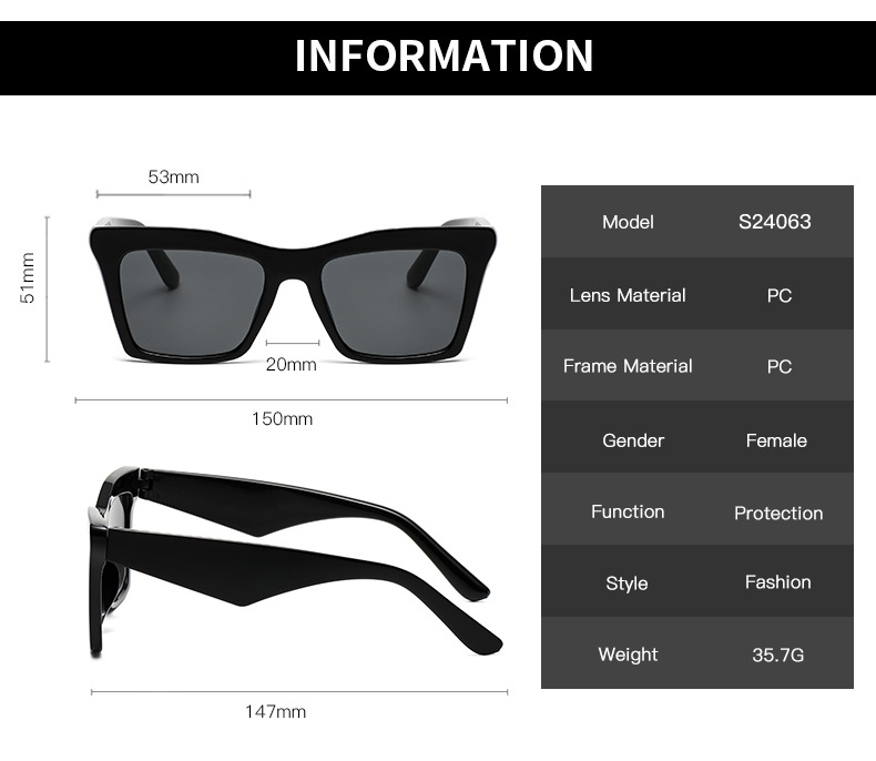 Streetwear Solid Color Pc Square Full Frame Women's Sunglasses display picture 3