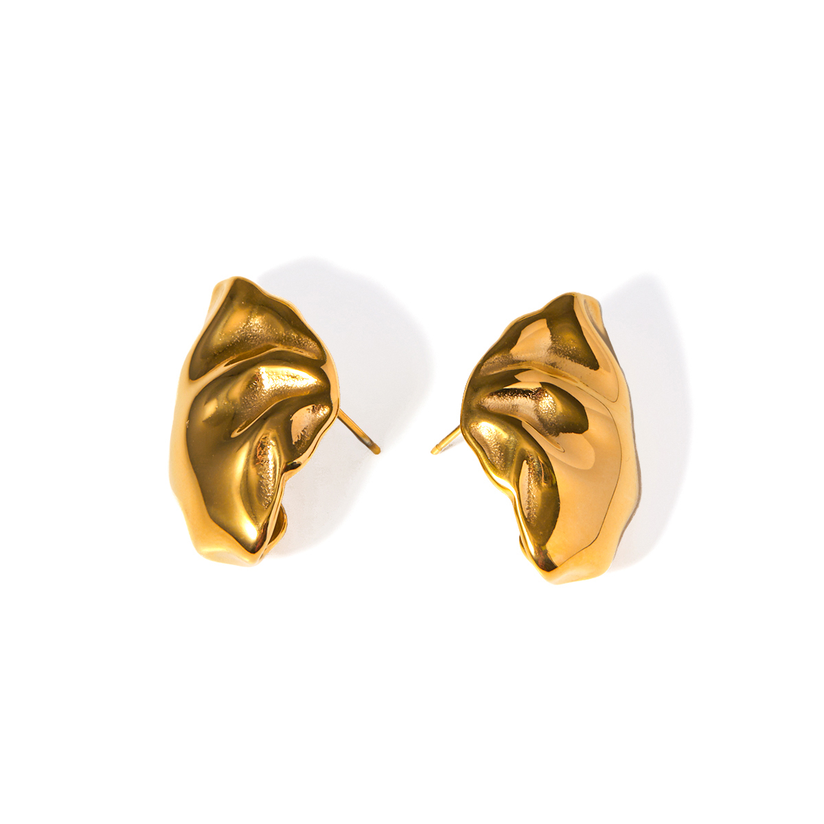 1 Pair IG Style Modern Style Classic Style Irregular Solid Color 316 Stainless Steel  18K Gold Plated Ear Studs display picture 2