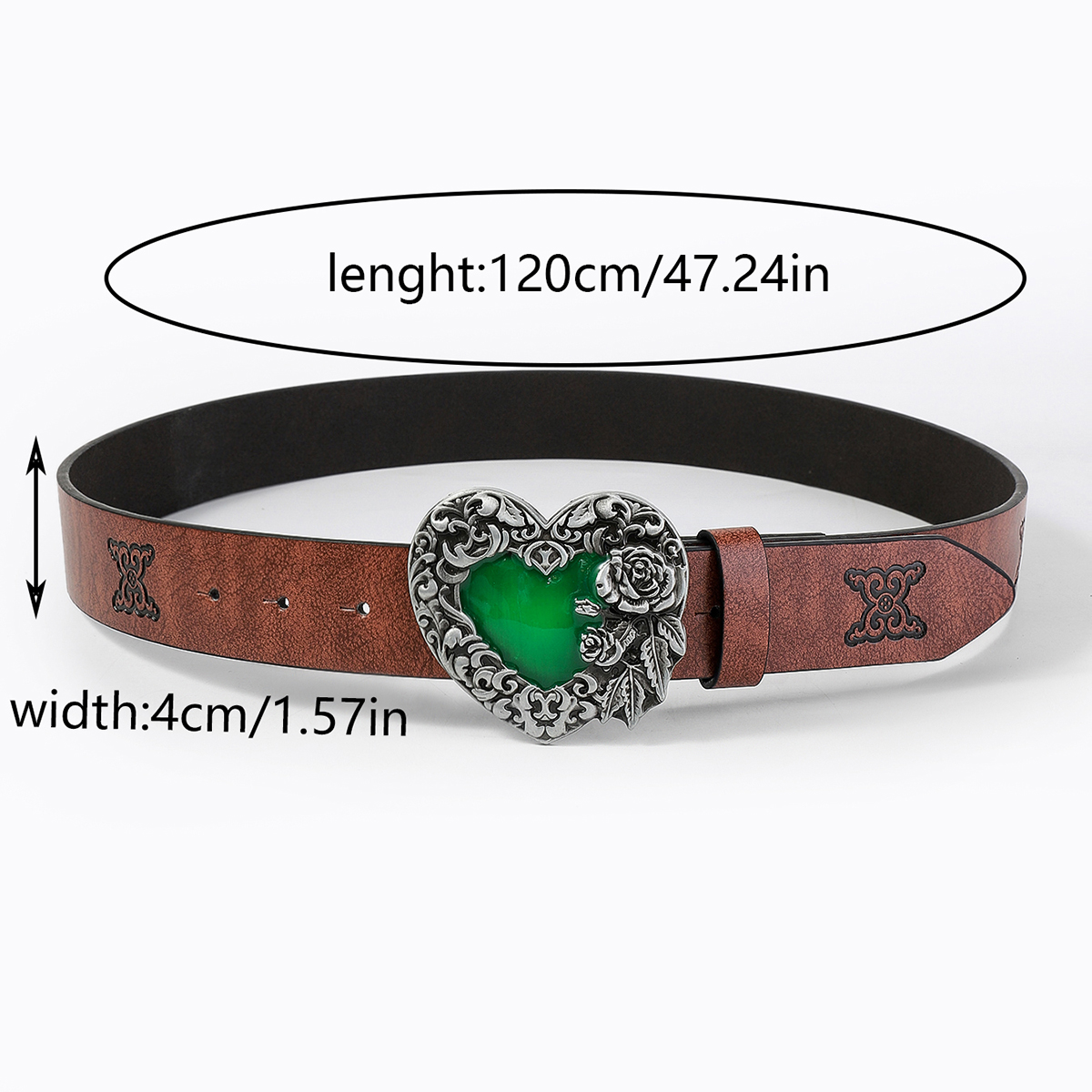 Casual Retro Simple Style Color Block Pu Leather Inlaid Turquoise Turquoise Unisex Leather Belts display picture 3