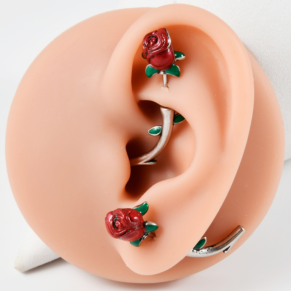 1 Piece Elegant Lady Classic Style Rose 304 Stainless Steel Copper Ear Studs Cartilage Earrings display picture 5