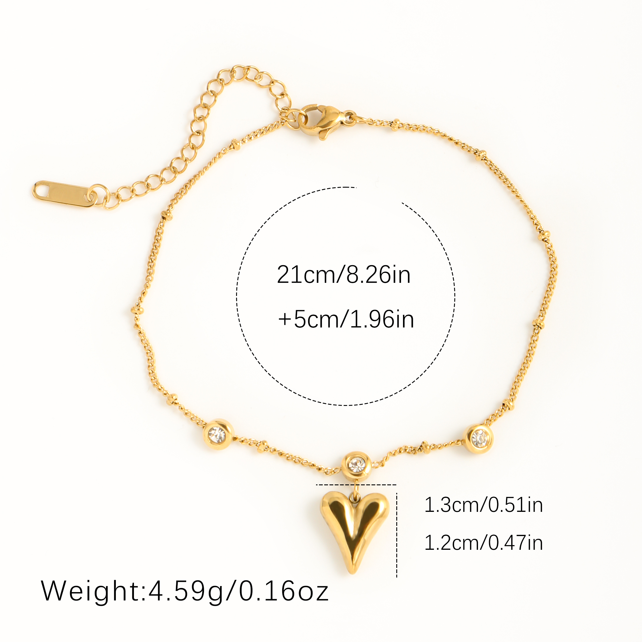 Luxurious Sexy Round Heart Shape 304 Stainless Steel Plating 18K Gold Plated Women's Anklet display picture 1