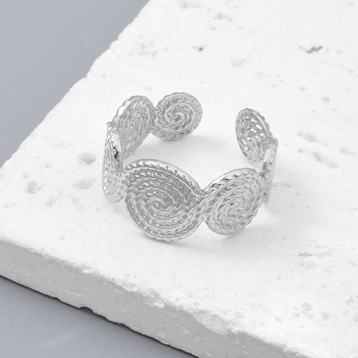 Hip-Hop Feather Flower 201 Stainless Steel Polishing Women's Adjustable Ring display picture 4
