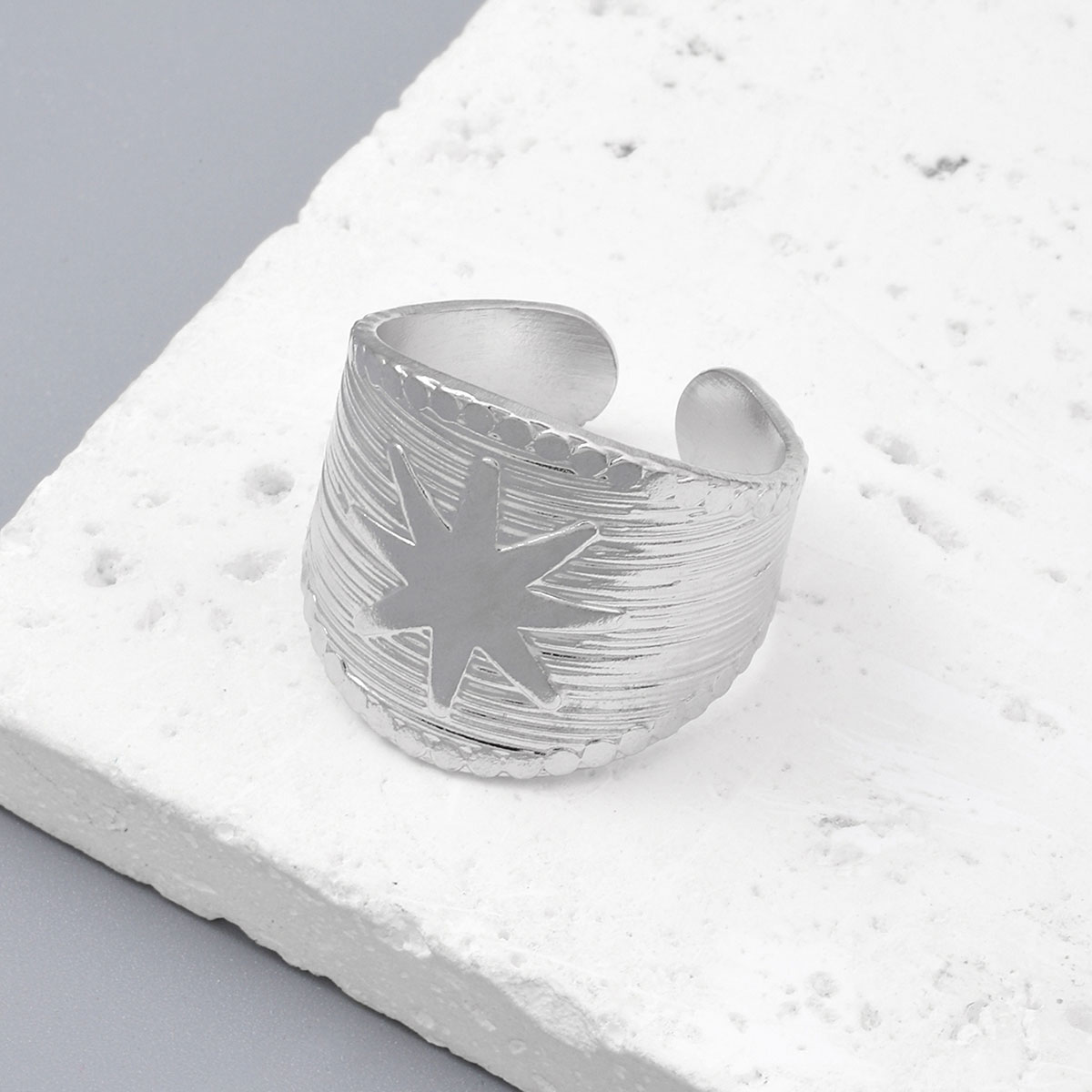 Hip-Hop Feather Flower 201 Stainless Steel Polishing Women's Adjustable Ring display picture 8