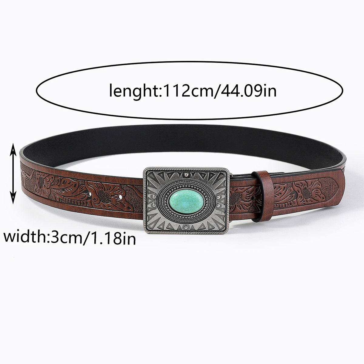 Vintage Style Classic Style Color Block Pu Leather Plating Inlay Turquoise Women's Leather Belts display picture 11