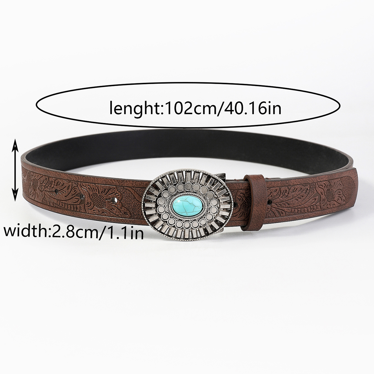 Vintage Style Classic Style Color Block Pu Leather Plating Inlay Turquoise Women's Leather Belts display picture 2