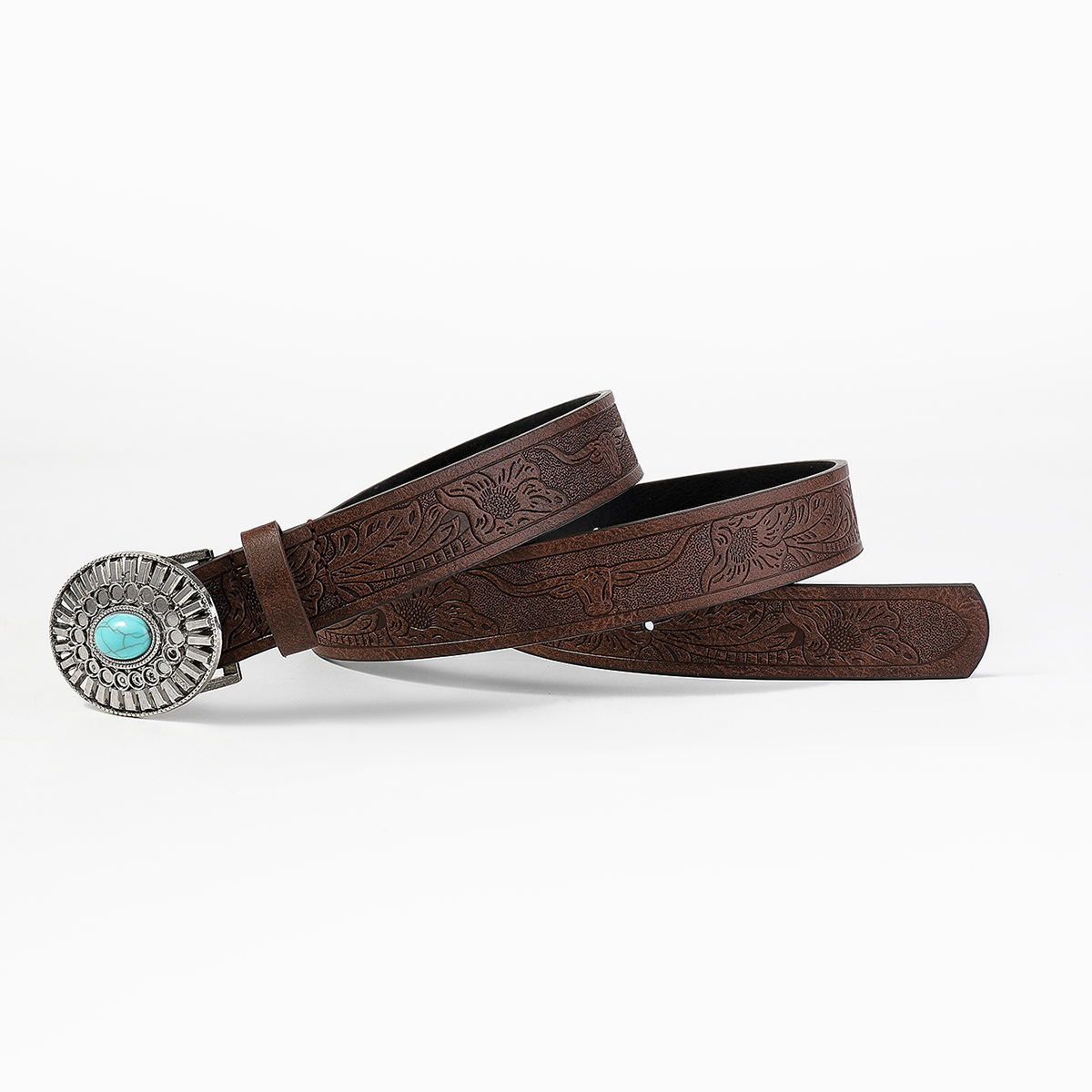 Vintage Style Classic Style Color Block Pu Leather Plating Inlay Turquoise Women's Leather Belts display picture 19
