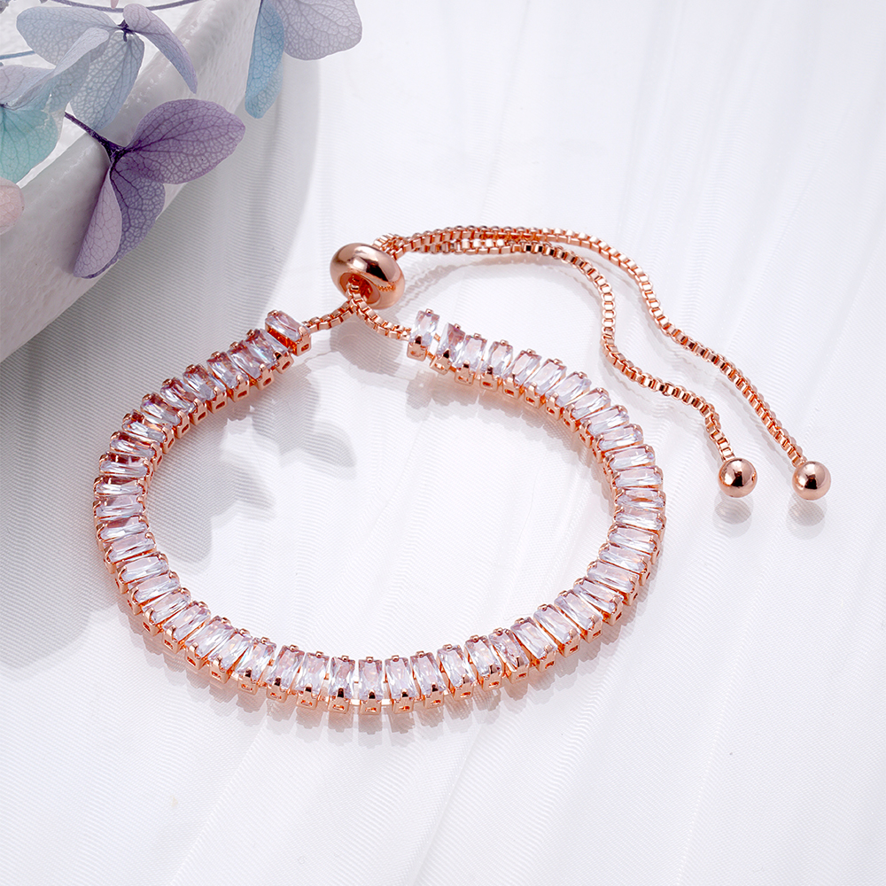 Wholesale Cute Sweet Color Block Copper Plating Inlay 18K Gold Plated Rose Gold Plated White Gold Plated Zircon Tennis Bracelet display picture 4