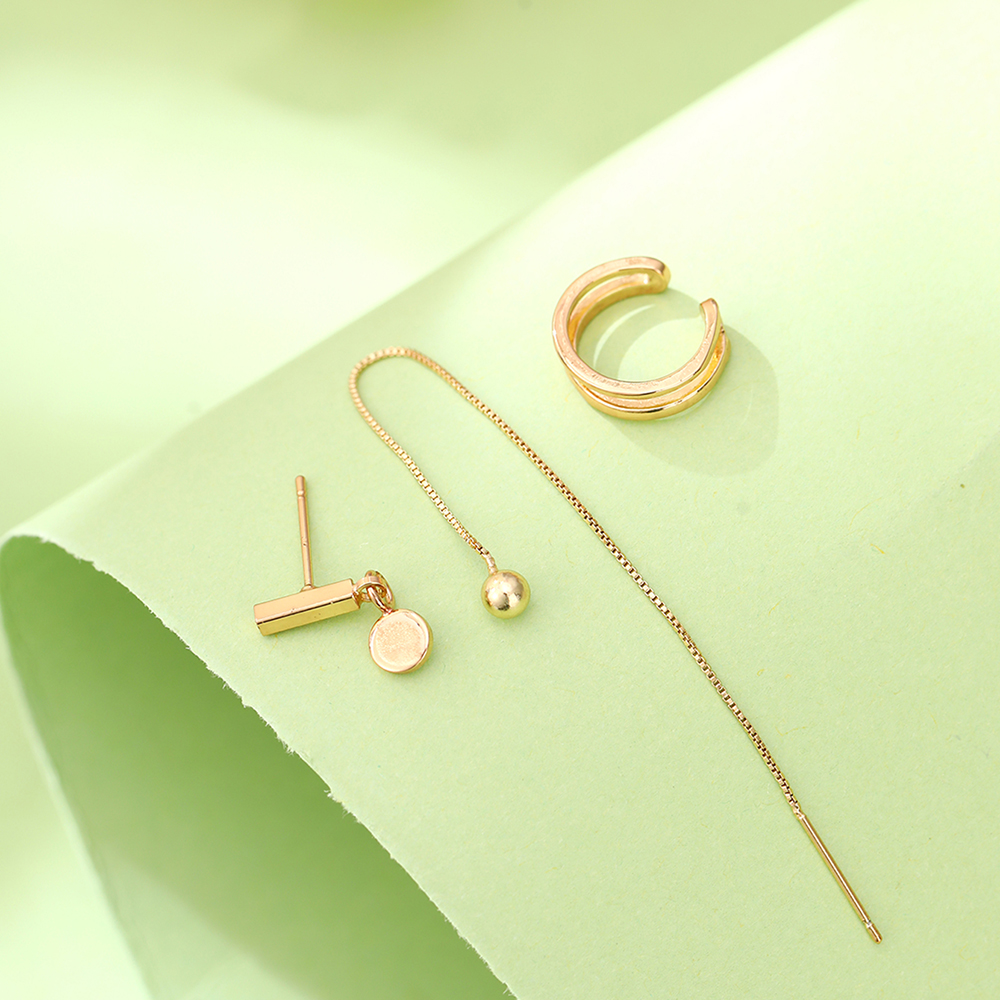 3 Pieces Simple Style Classic Style Solid Color Inlay Copper Zircon Ear Studs display picture 2