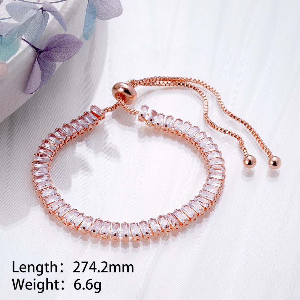 Wholesale Cute Sweet Color Block Copper Plating Inlay 18K Gold Plated Rose Gold Plated White Gold Plated Zircon Tennis Bracelet display picture 8
