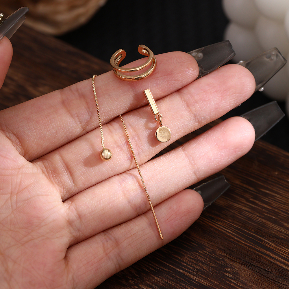 3 Pieces Simple Style Classic Style Solid Color Inlay Copper Zircon Ear Studs display picture 3