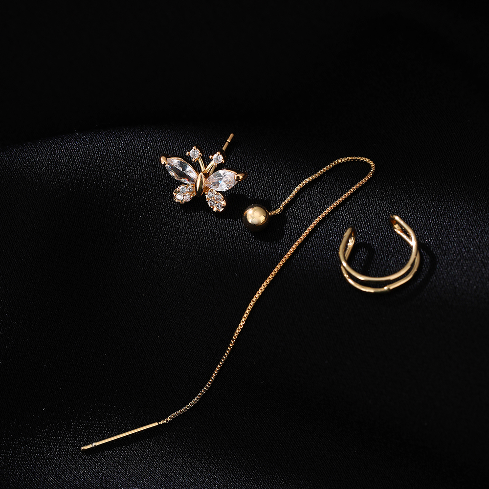 3 Pieces Simple Style Classic Style Solid Color Inlay Copper Zircon Ear Studs display picture 9