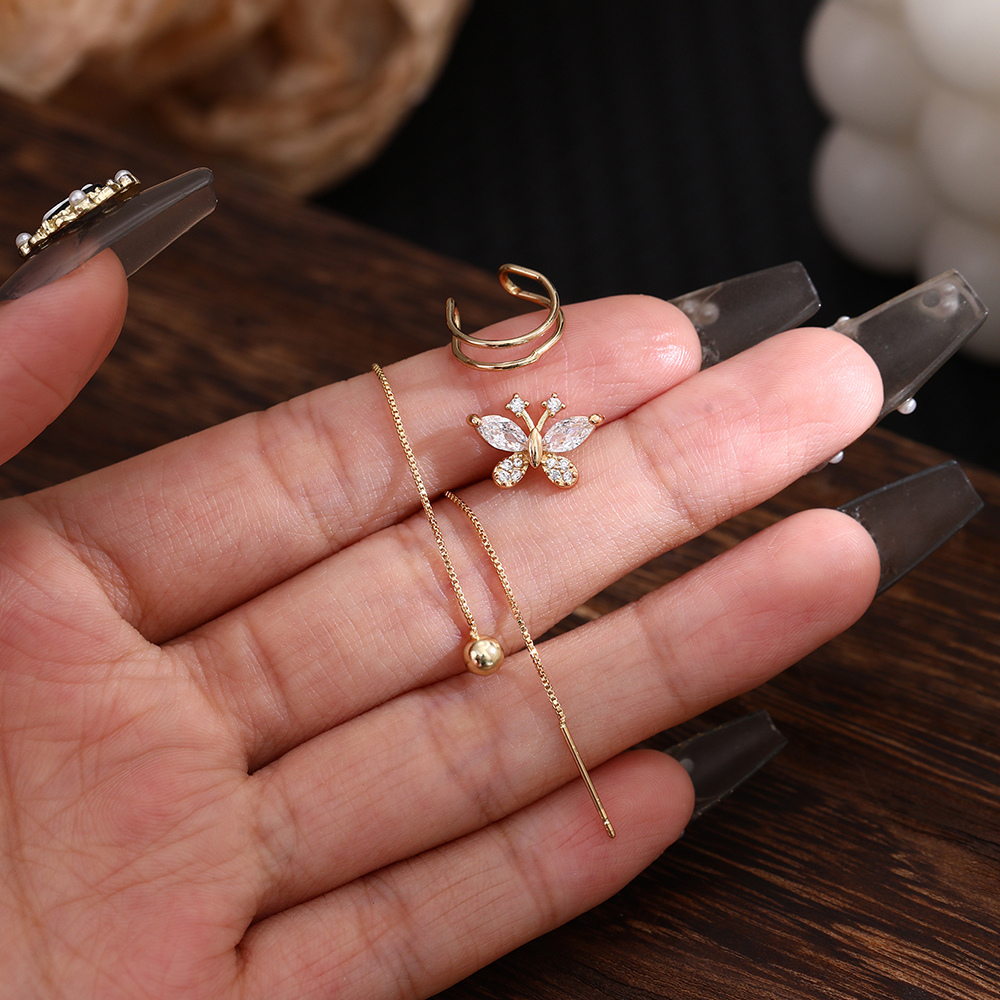 3 Pieces Simple Style Classic Style Solid Color Inlay Copper Zircon Ear Studs display picture 8