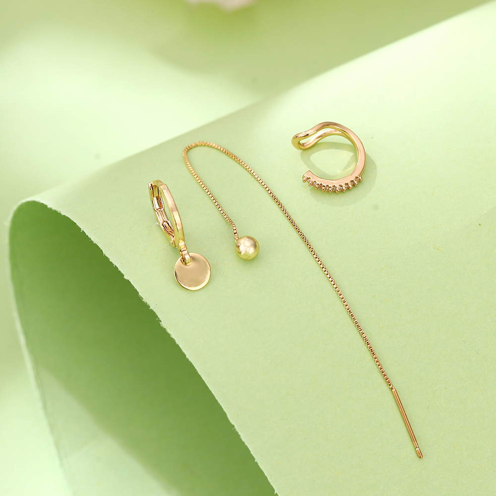 3 Pieces Simple Style Classic Style Solid Color Inlay Copper Zircon Ear Studs display picture 14